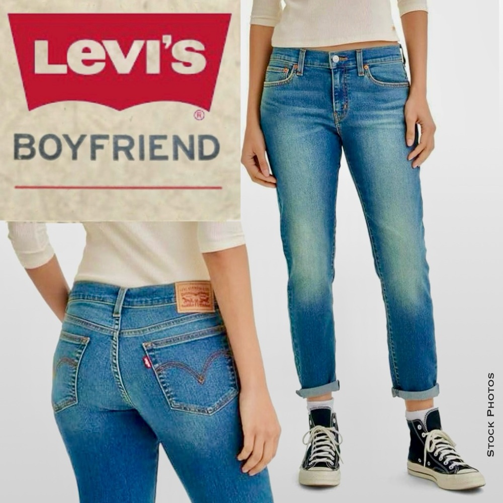 Levi's Boyfriend Jeans Mid-Rise Tapered Leg (W31 L27) - Picture 15 of 16